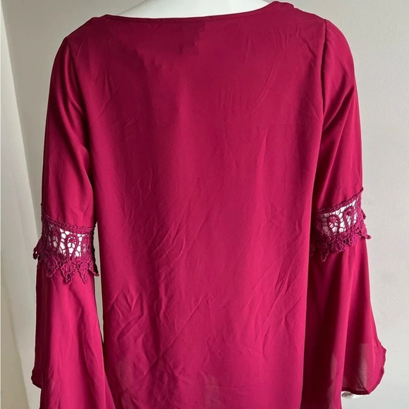 Rue 21 Women’s Ruffle Sleeve Bright Pink  Blouse - Size Medium NWT - Picture 6 of 7